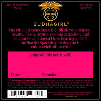 BuDhaGirl Sparkling Brut Back Label | BuDhaGirl Sparkling Wines