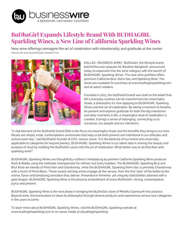 Business Wire: BuDhaGirl Expands Lifestyle Brand | BuDhaGirl Sparkling