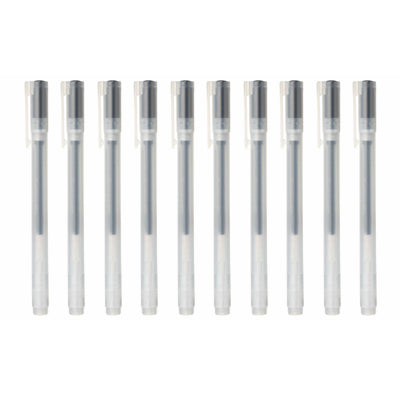 MUJI - 0.5mm Blue Black Smooth Gel Ink Retractable Ballpoint Pen (10 Pieces)