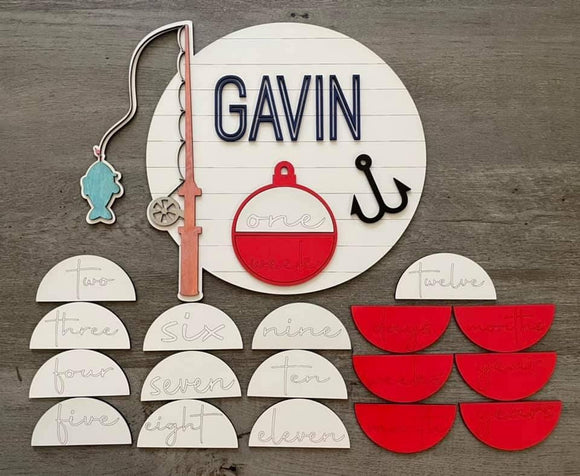 Download Fishing Pole Themed Baby Growth Photo Tags Svg Nursery Laser File Stitch D By Design Laser Lovers