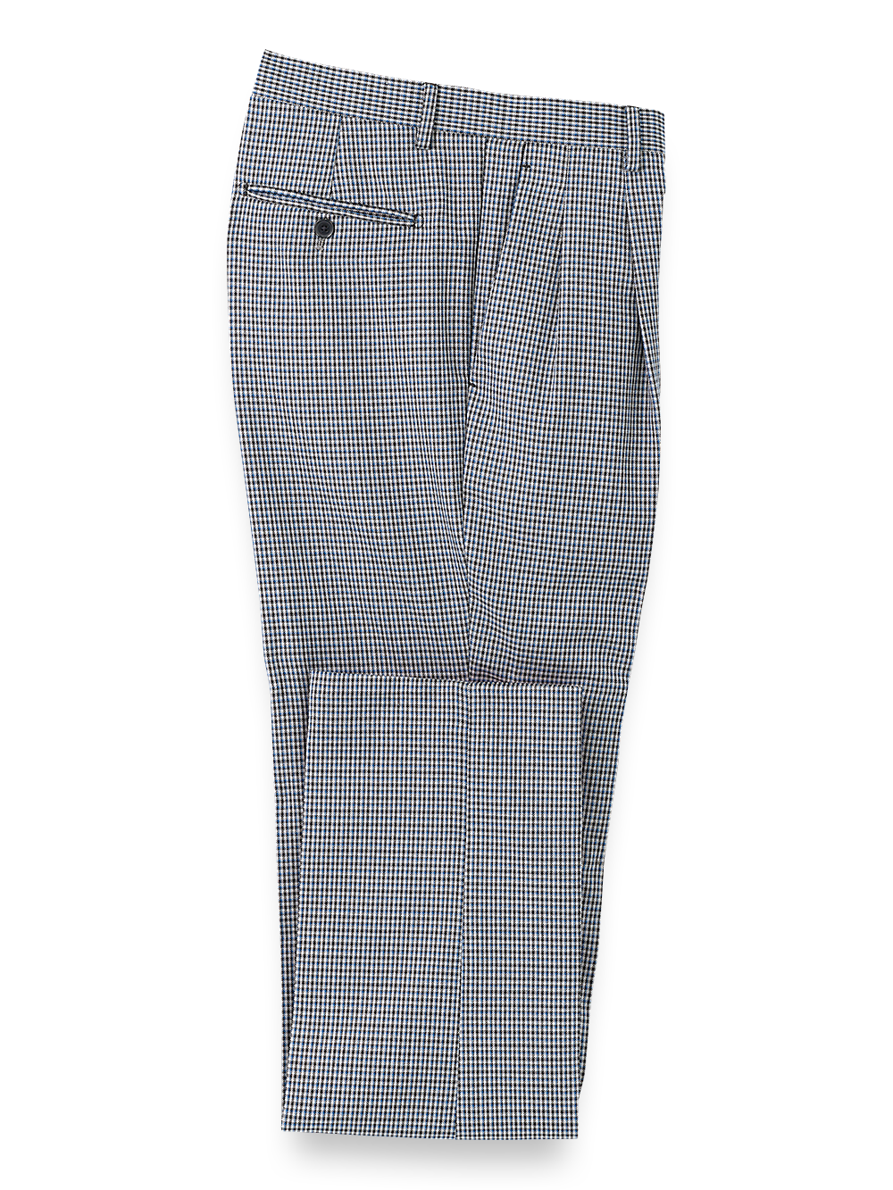 Microfiber Check Pleated Pants - Blue