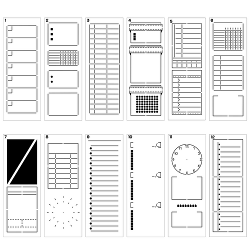 Portable Planner Stencils (16 Stencils) - Journal Stencils for