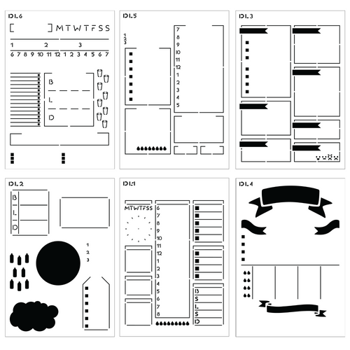 24pcs Journal Stencil Plr Set, Productivity Stencils For A5 Dotted