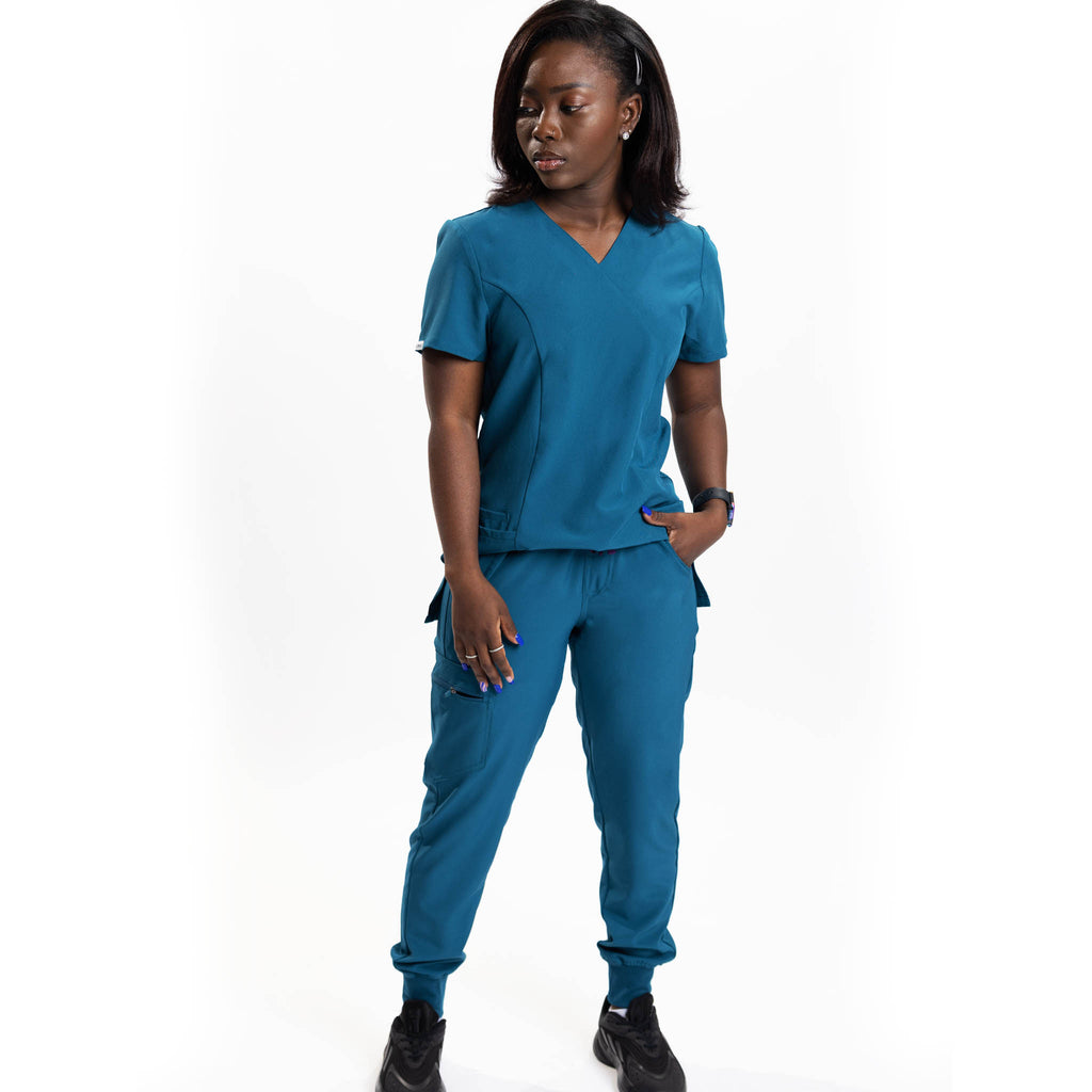 Women’s 4 pocket scrub pants Caribbean Blue | sigmascrubs.com