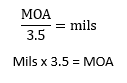 mil-dot to MOA conversion equation for sniping