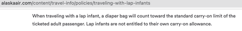 Alaska Airlines diaper bag policy