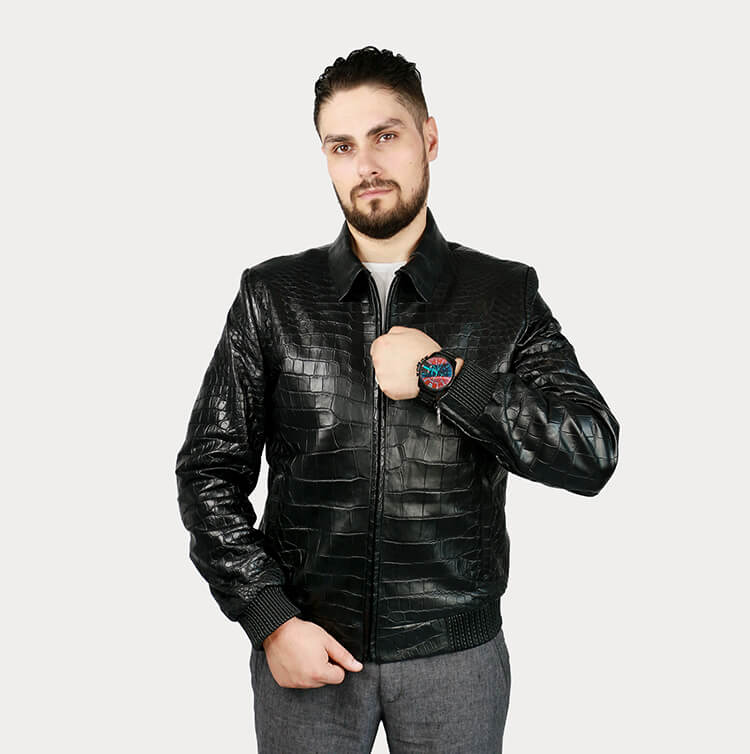 Crocodile leather jacket