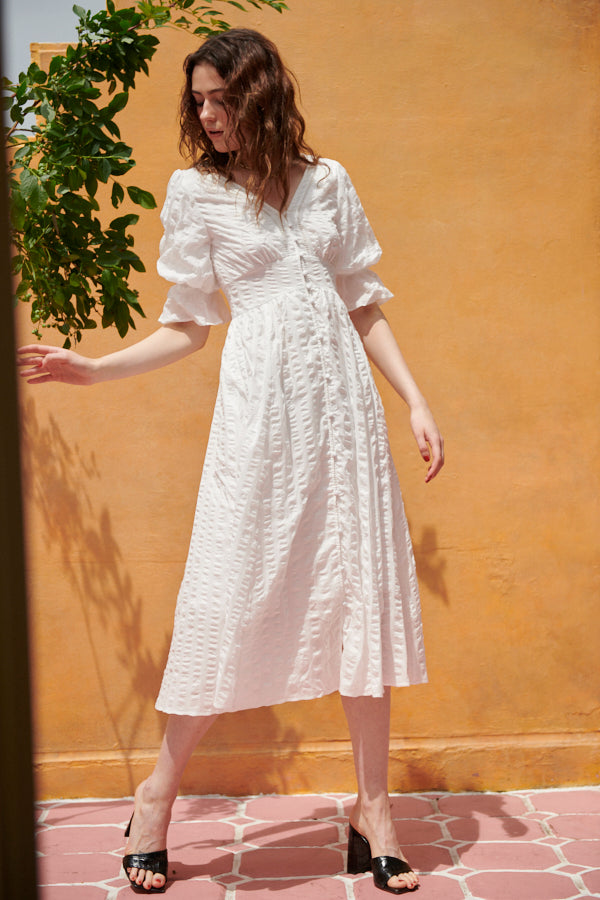 Miracle wave long dress -WHT-