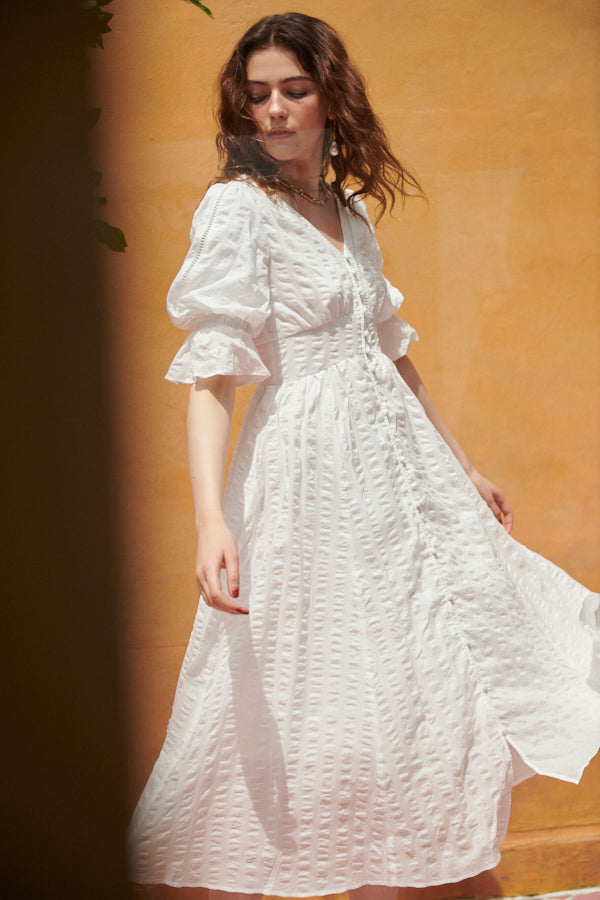 Miracle wave long dress -WHT-