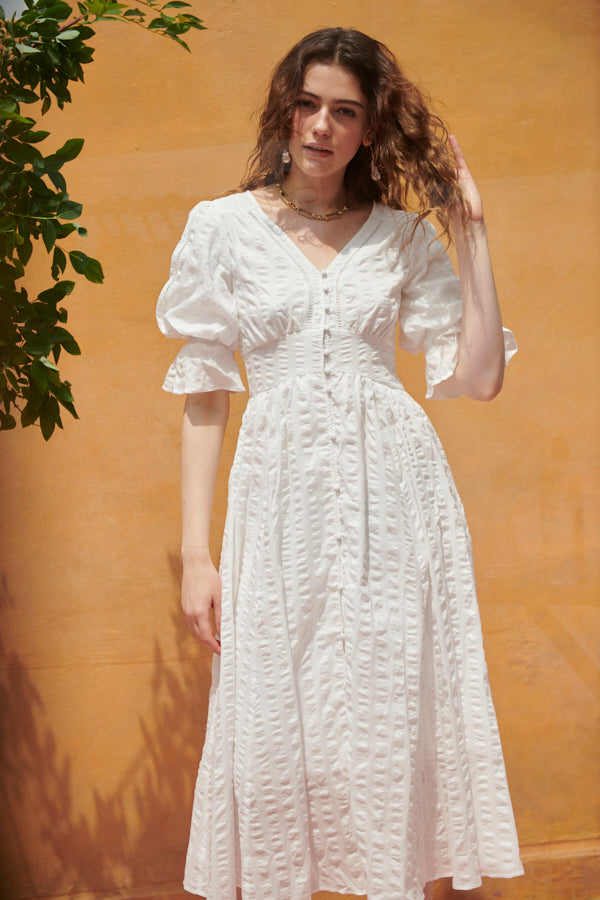 Miracle wave long dress -WHT-