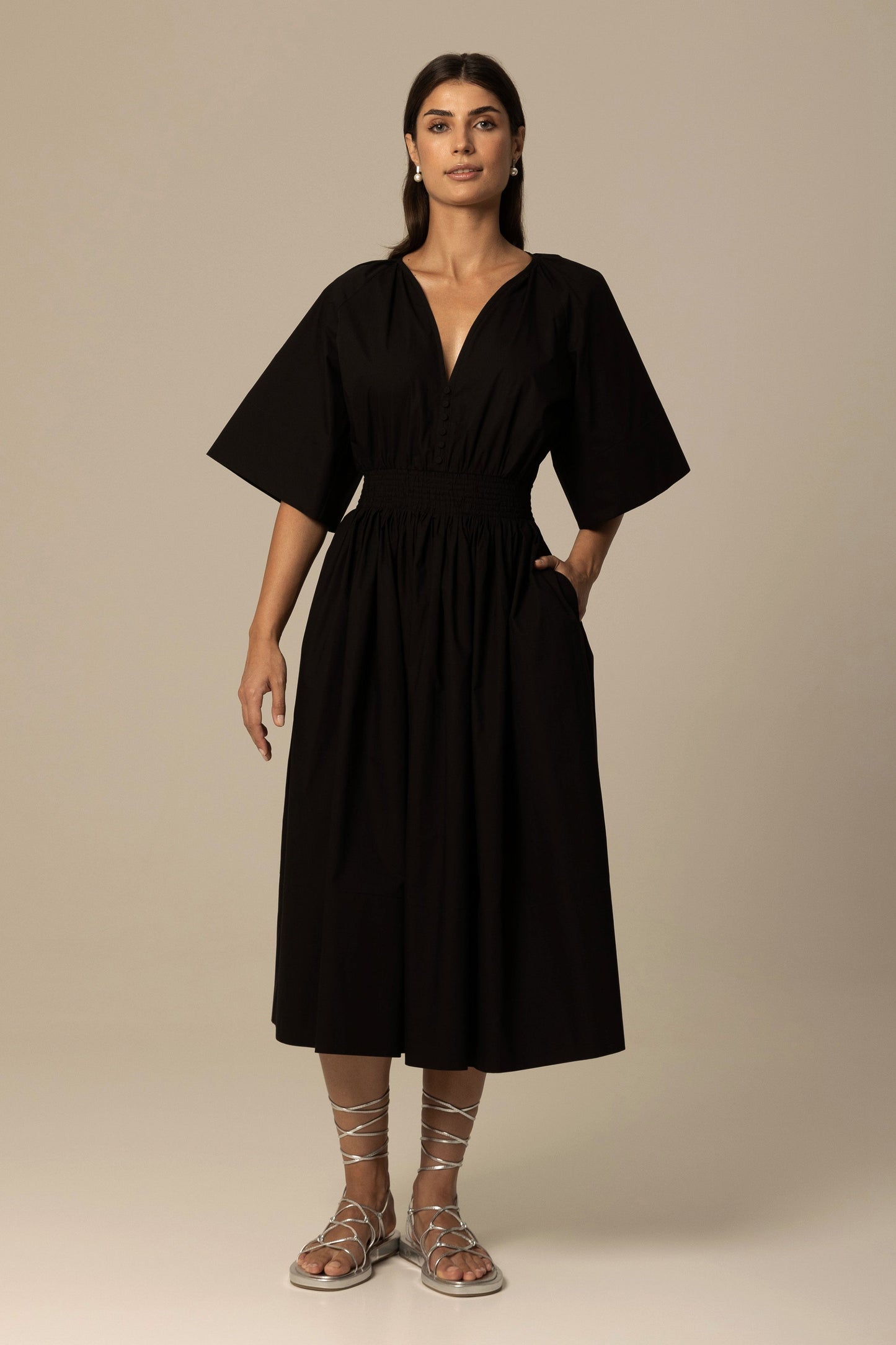 Orgaic cotton tank dress in black – Santicler