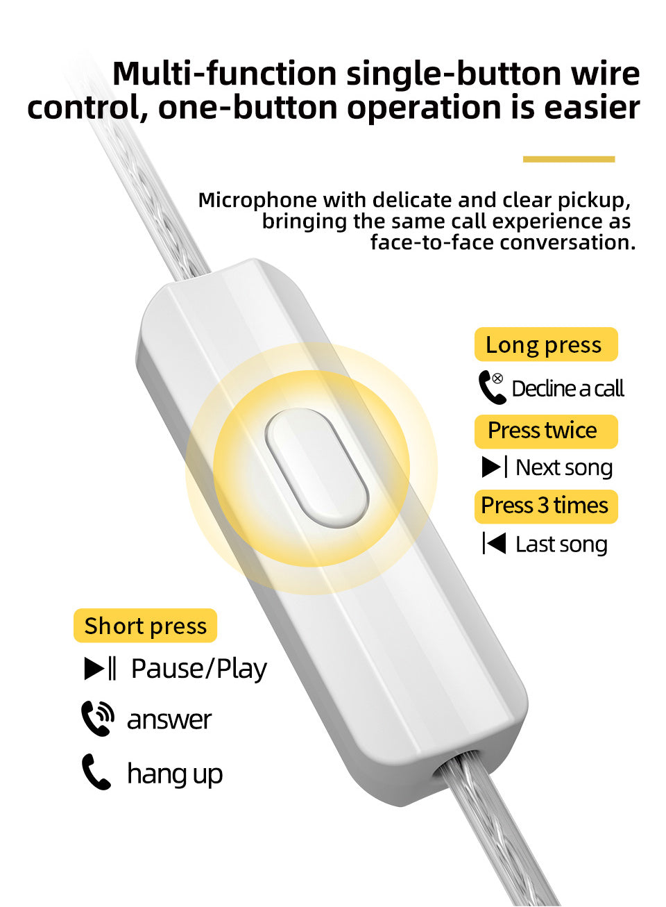 Microphone with delicate and clear pickup, bringing the same call experience as face-to-face conversation.