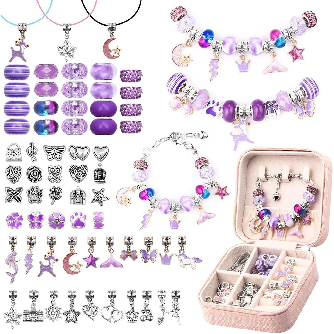 Charm Bracelet Making Kit, Crystal Jewelry Making Supplies Beads,  Unicorn/Mermaid Crafts Gifts Set for Girls Teens Age 8-12