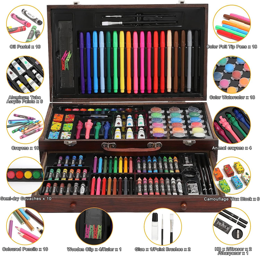Toys & Activity :: Kinspory 150Pc Art Set with Sketch Book, Coloring Art Kit  Drawing Art Supplies Case, Markers Crayon Colour Pencils for Budding  Artists Kids Teens Boys -Black