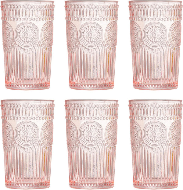 Bandesun Thick Glassware Drinking Glass Set of 6 Diamond Kitchen Glasses Tumbler Cup(12 OZ),for Water,Cocktail,Milk,Juice and Beverage.