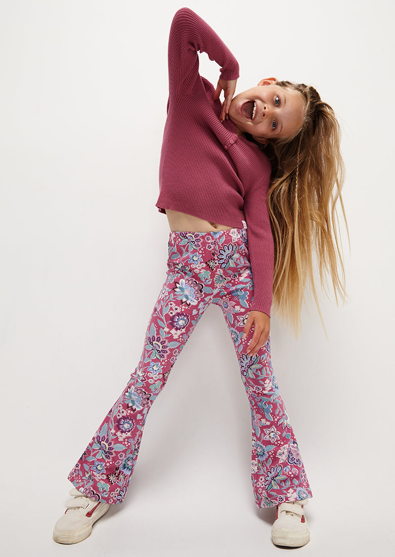 Girls Ribbed Flare Pants (Kids) F