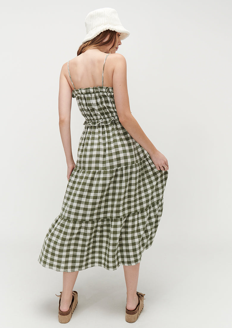 ヌキテパ】Shantung Check Tiered Dress-