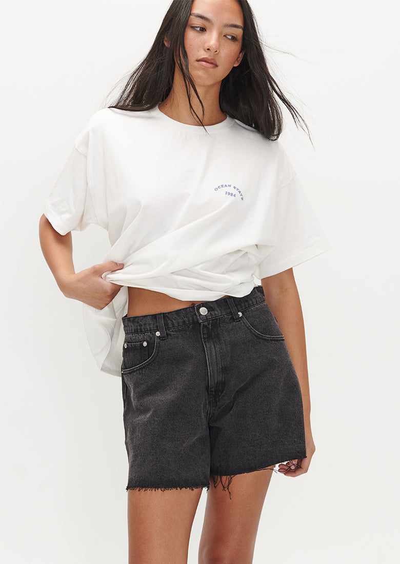 Lagunaa Black | High-Waisted Black Denim Shorts