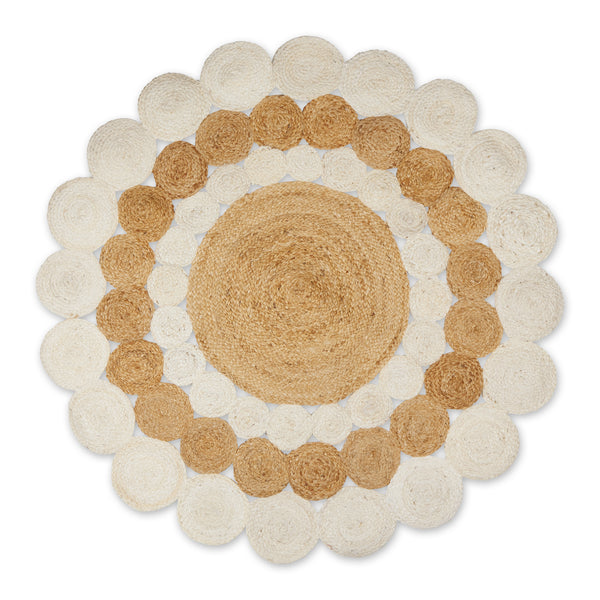 White And Natural Jute Braided Rug 4 Ft Round