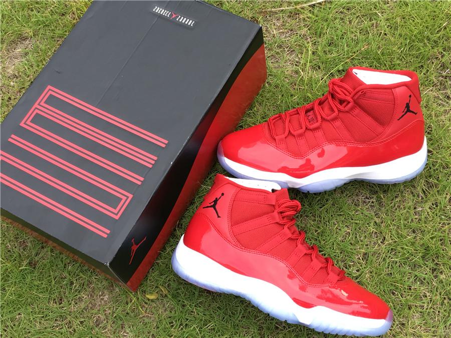 Air Jordan 11 Retro AJ11 All Red Color Nike Sport Basketball Sho