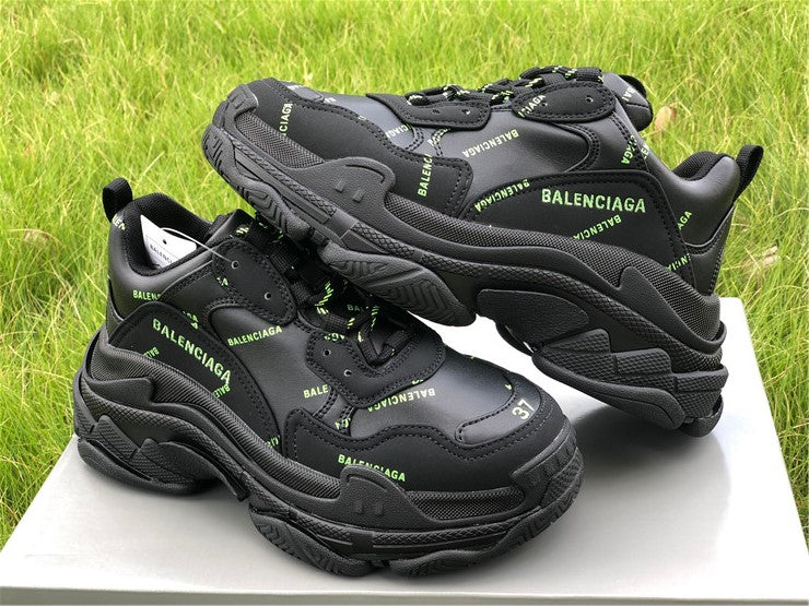 Balenciaga Triple S Trainers Black/Green Sneakers