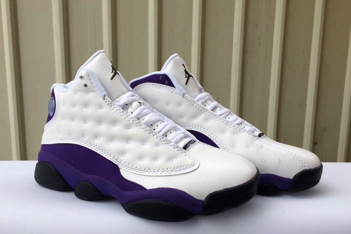 inseva AIR JORDAN AJ 13 new stitching color men's casual sports basketball shoes White+Purple