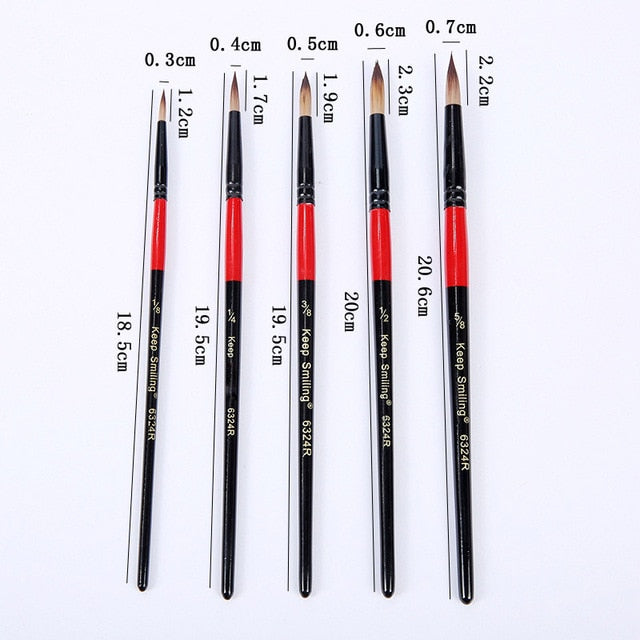 Artist Paint Brush Set 5Pcs High Quality Nylon Hair Wood Black Handle Watercolor Acrylic Oil Brush P