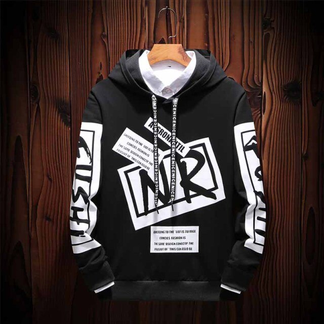 New Casual Oversized HOODIE Men Hip Hop Street Wear Letter Print Sweatshirts Skateboard Men/Woman Pu