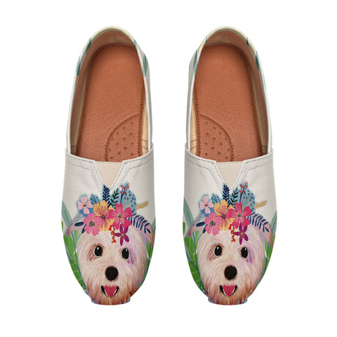 Cute Yorkshire Terrier (Yorkie) On Heart-Print Slip Ons Shoes