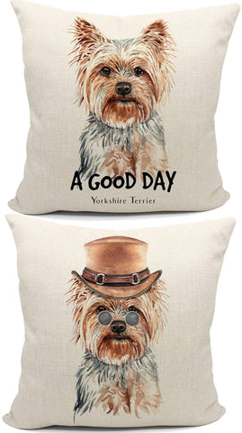 Funny Yorkshire Terrier Reversible Throw Pillow Case