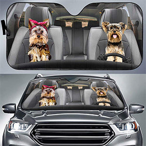 Yorkie Terrier Dog Driver Car Sun Shade