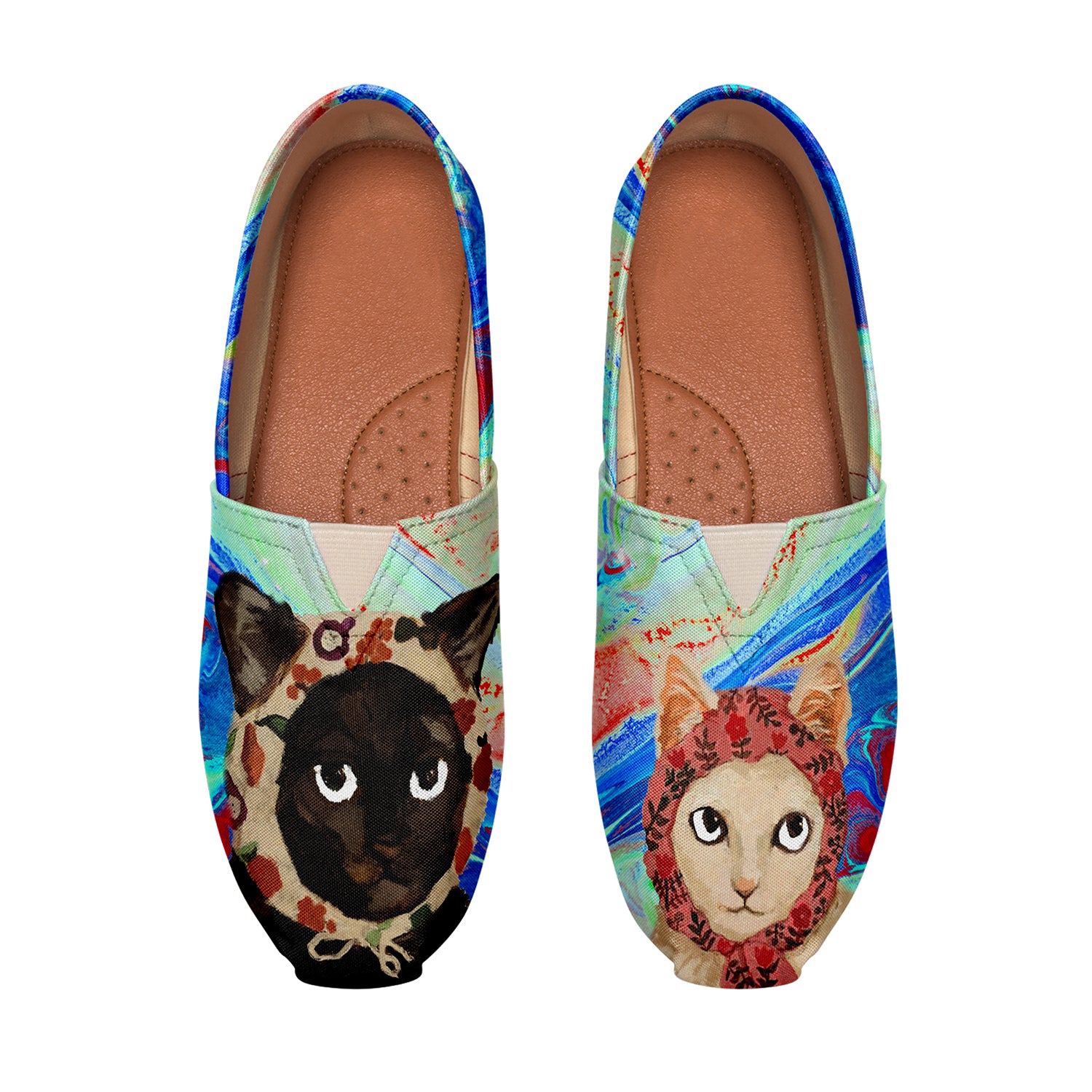 Cat Print Shoes Slip on Casual Shoes