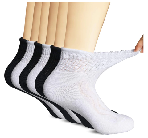 Comfort-Fresh Wide non-binding Bamboo diabetic socks, seamless toe, air vent with cushion sole, 6 pairs