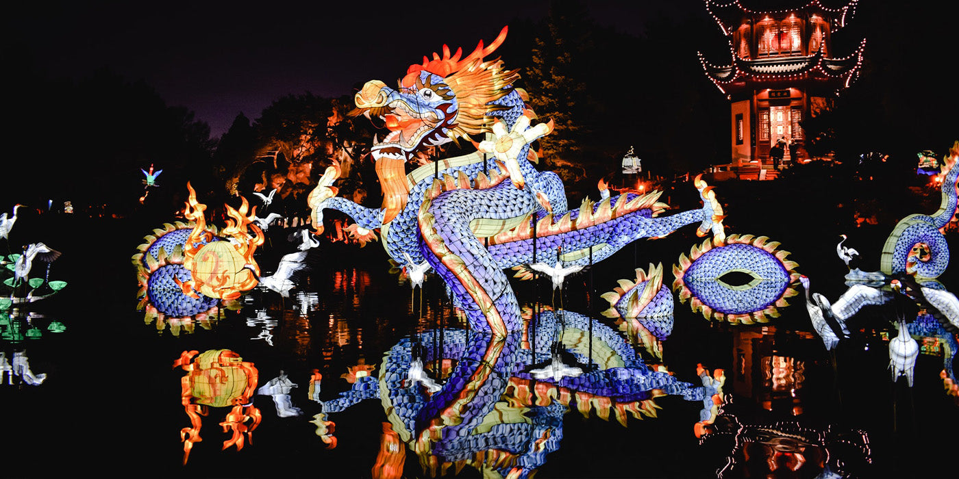 Blå Kinesisk Drake I Vattendrag