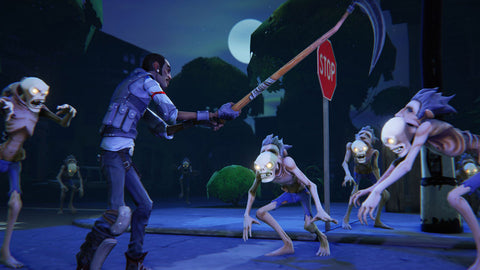 Zombies trying to attack a Fortnite Character