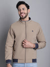 Cantabil Solid Brown Full Sleeves Mock Collar Regular Fit Reversible Casual Jacket for Men