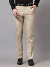 Cantabil Men's Beige Non Pleated Checkered Formal Trouser