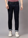 Cantabil Men's Dark Blue Solid Full Length Stretchable Jeans