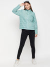 Cantabil Mint Blue Full Sleeves Mock Collar Casual Jacket for Women