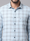 Cantabil Cotton Checkered Sky Blue Full Sleeve Casual Shirt for Men with Pocket (7049003958411)