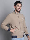 Cantabil Solid Brown Full Sleeves Mock Collar Regular Fit Reversible Casual Jacket for Men