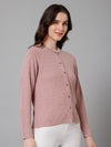 Cantabil Self Design Pink Round Neck Full Sleeves Regular Fit Women Casual Sweater