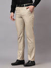 Cantabil Men's Beige Non Pleated Checkered Formal Trouser