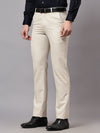 Cantabil Men's Beige Non Pleated Self Design Formal Trouser
