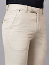 Cantabil Men's Beige Non Pleated Self Design Formal Trouser