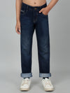 Cantabil Boy's Dark Blue Solid Stretchable Jeans