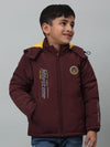 Cantabil Boys Maroon Hooded Neck Solid Casual Jacket For Winter
