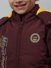 Cantabil Boys Maroon Hooded Neck Solid Casual Jacket For Winter