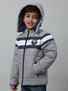 Cantabil Boys Grey Hooded Neck Colour Blocked Casual Jacket For Winter