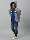 Cantabil Boys Grey Hooded Neck Colour Blocked Casual Jacket For Winter